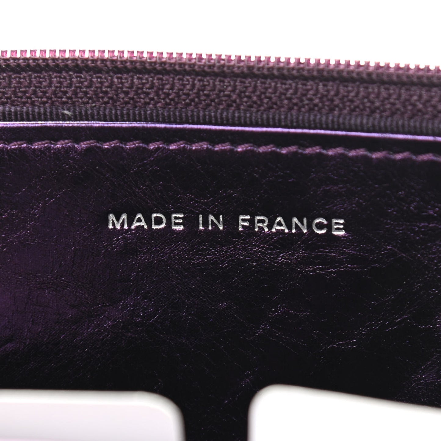 Metallic Aged Calfskin Quilted 2.55 Reissue Wallet on Chain WOC Purple