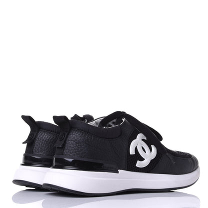 Chanel Calfskin Mesh Lycra Suede Womens Logo Sneakers 37.5 Black 4 of 11