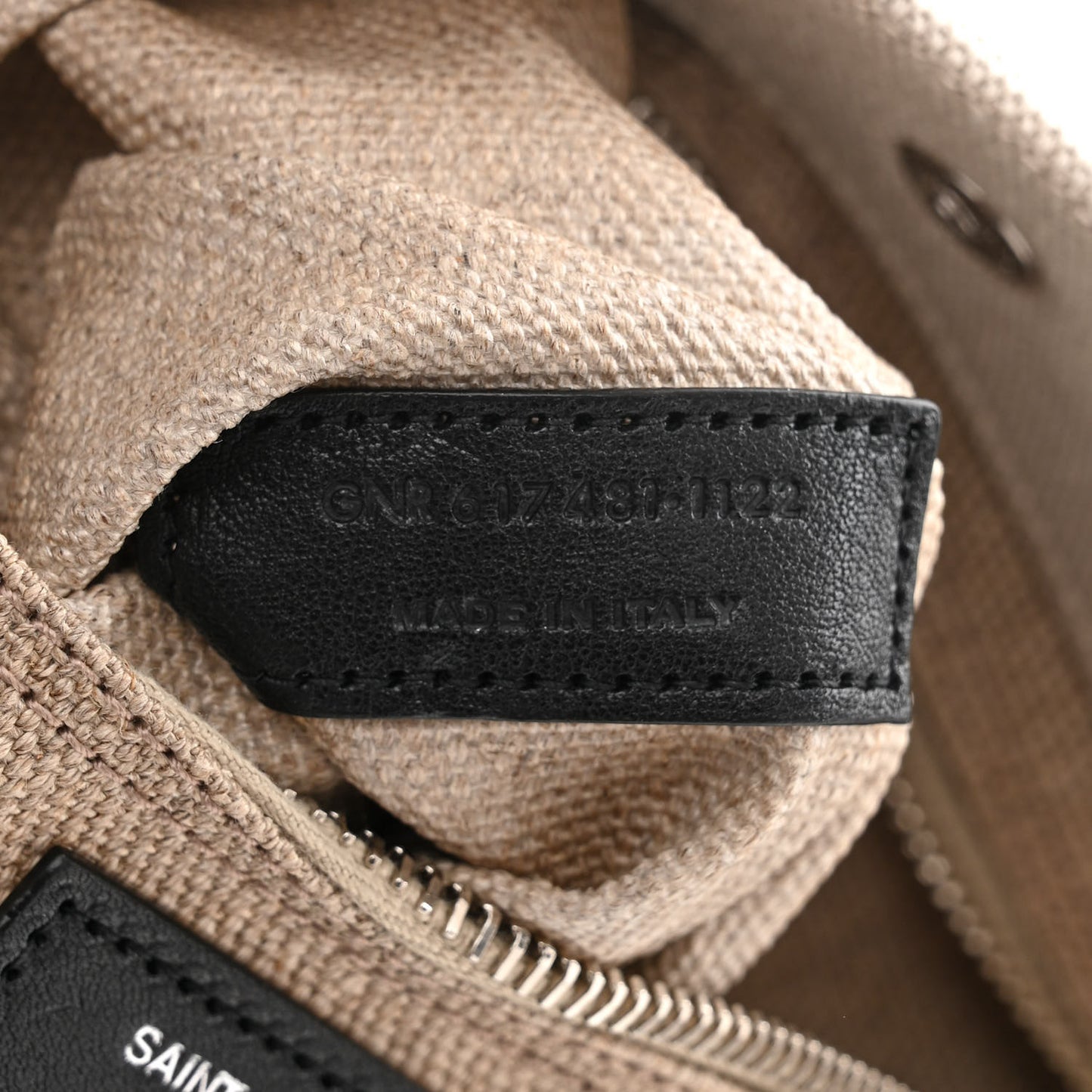 Linen Calfskin Small Rive Gauche Tote Greggio Natural