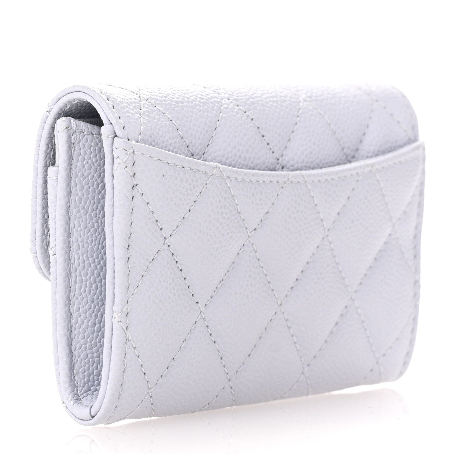 Chanel Caviar Quilted Flap Card Holder Wallet Light Blue 3 of 9