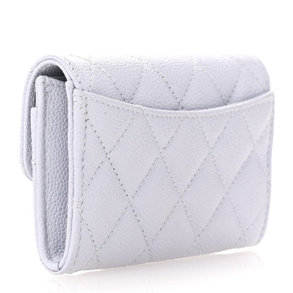 Chanel Caviar Quilted Flap Card Holder Wallet Light Blue 3 of 9