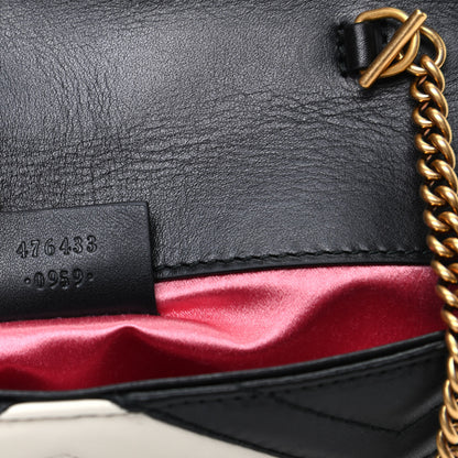 Gucci Calfskin Matelasse Super Mini GG Marmont Shoulder Bag Black White 7 of 10