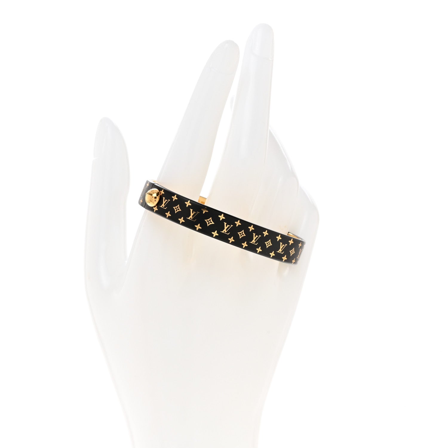 Louis Vuitton Monogram Nanogram Cuff S Black Gold 2 of 6