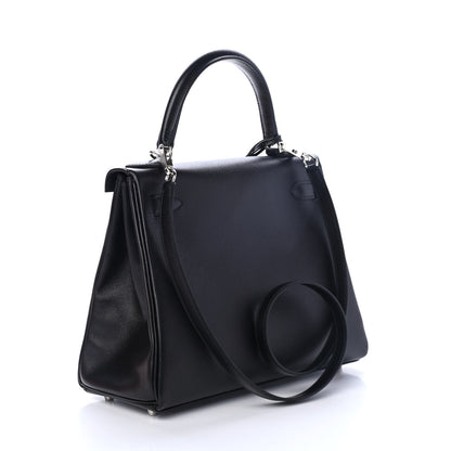 Hermes Madame Calfskin Kelly Retourne 28 Black 2 of 10
