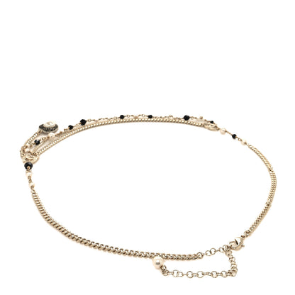 Chanel Pearl Crystal Bead Chain Heart CC Belt Gold Black 2 of 4