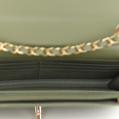Chanel Lambskin Quilted Trendy CC Wallet On Chain WOC Green 5 of 10