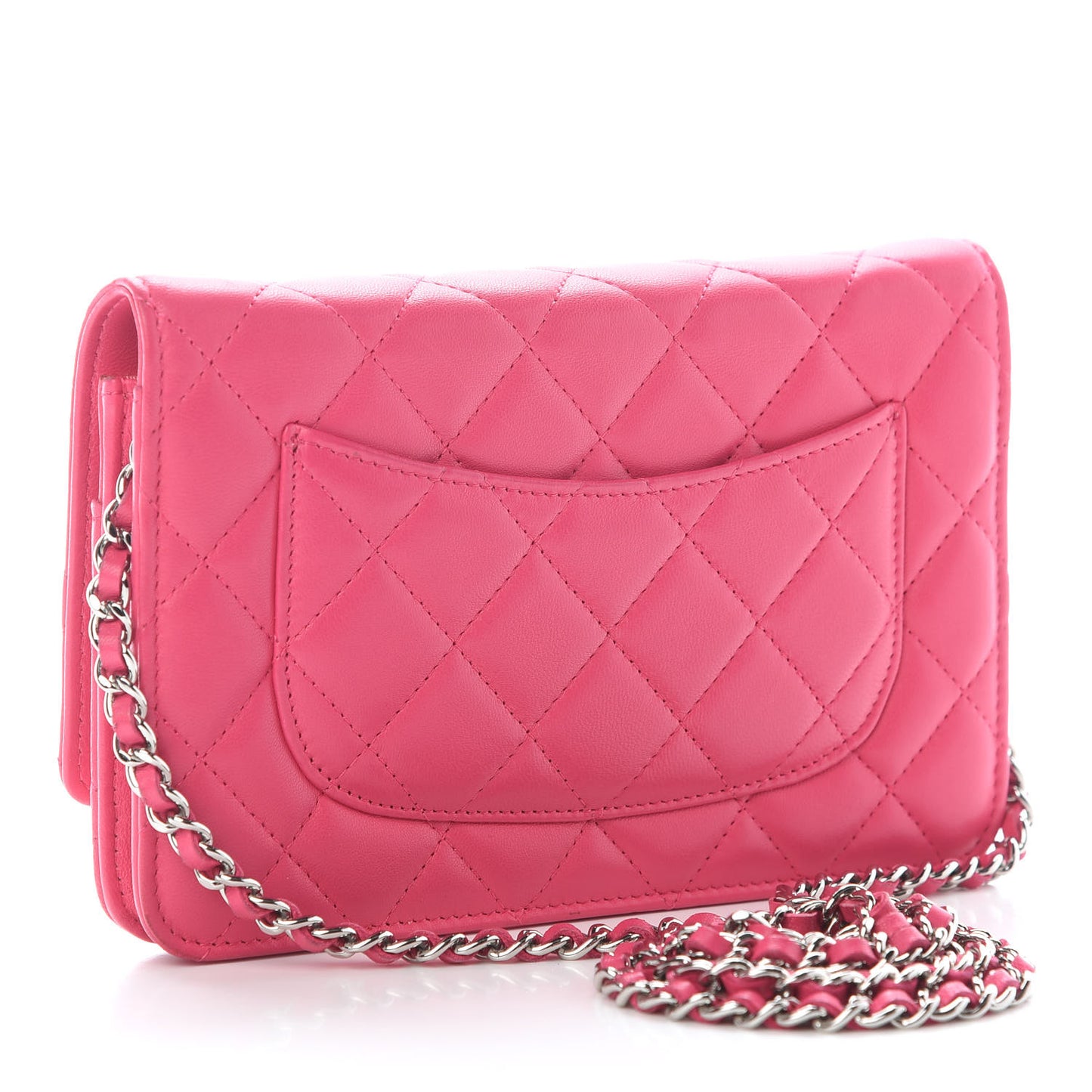 Lambskin Quilted Wallet on Chain WOC Pink