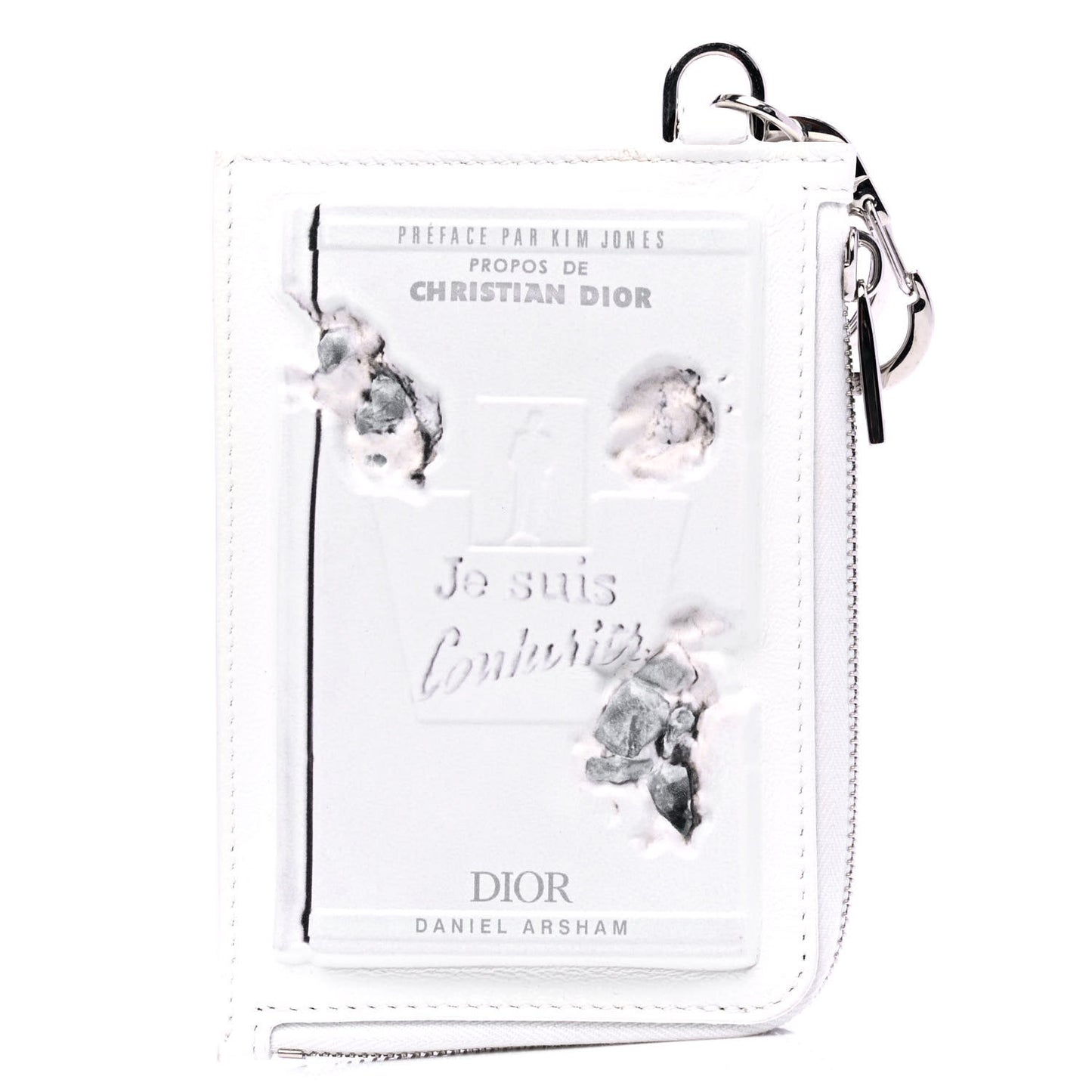 X DANIEL ARSHAM Grained Calfskin Zip Charm White