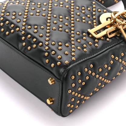 Christian Dior Lambskin Studded Mini Supple Lady Dior Black 10 of 11