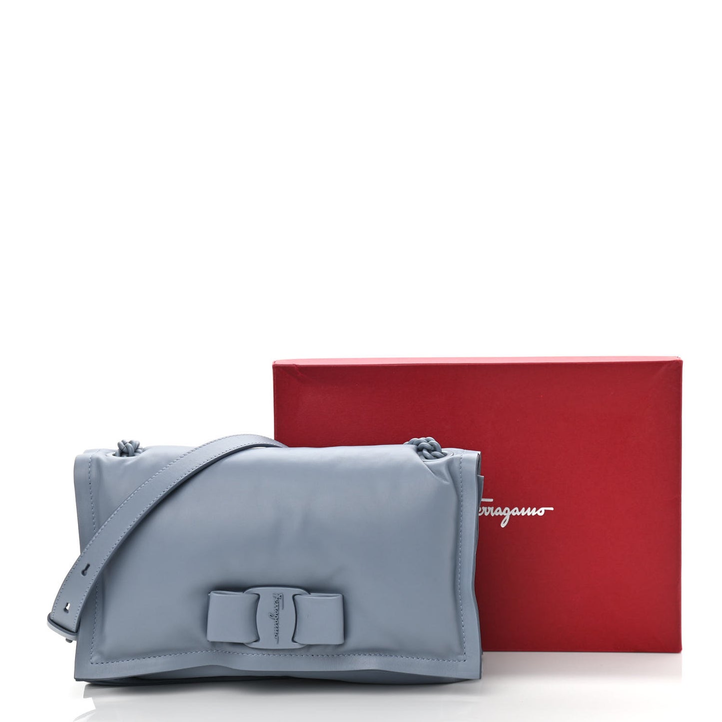 Calfskin Small Viva Bow Shoulder Bag Blue