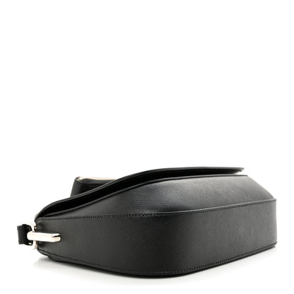 Prada Saffiano Flap Shoulder Bag Black 4 of 13