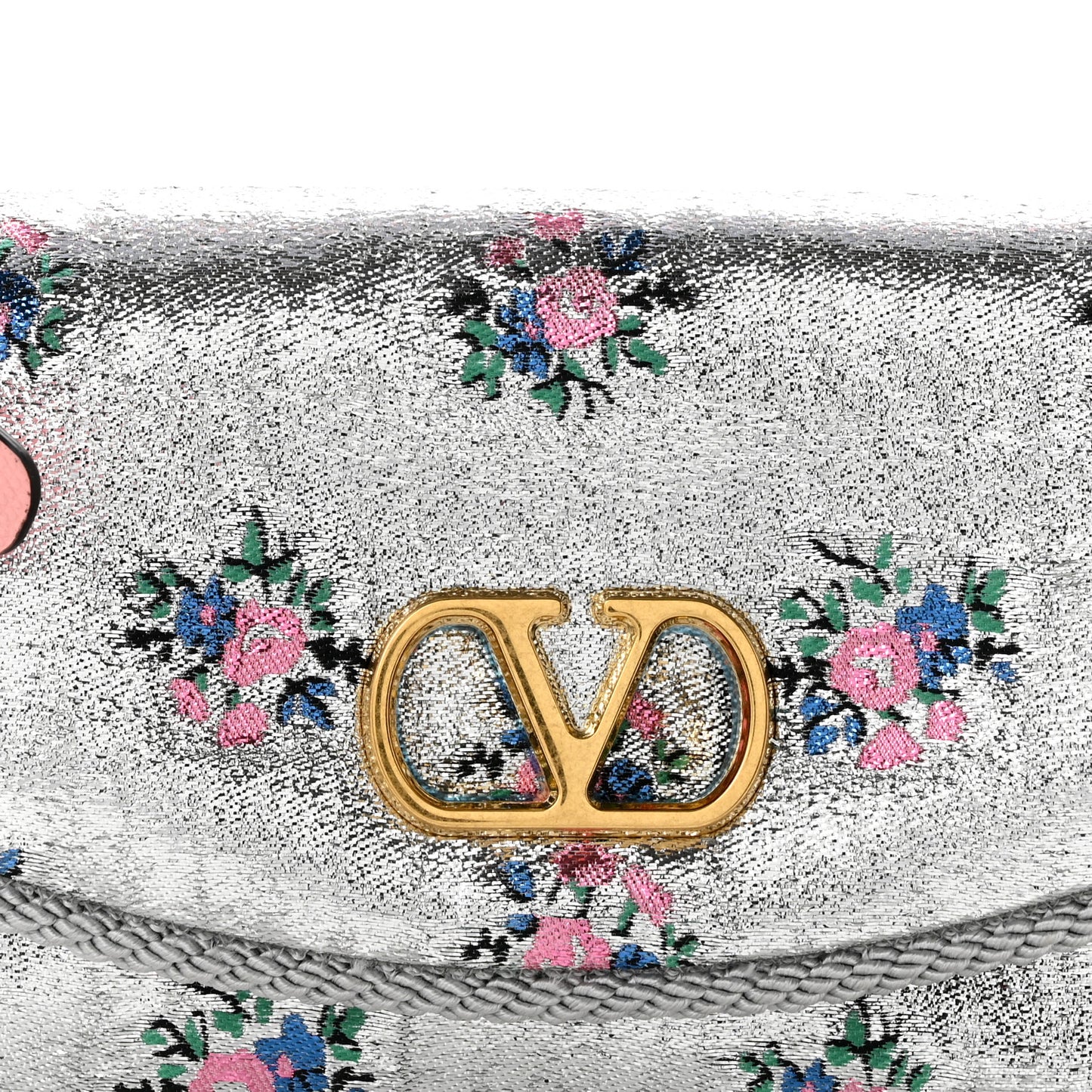 Floral Jacquard Lurex Small DeVain Shoulder Bag Silver