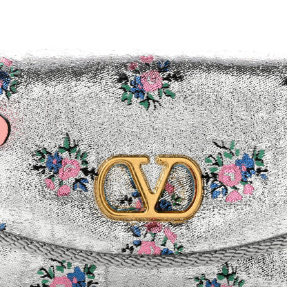 Valentino Garavani Floral Jacquard Lurex Small DeVain Shoulder Bag Silver 7 of 11