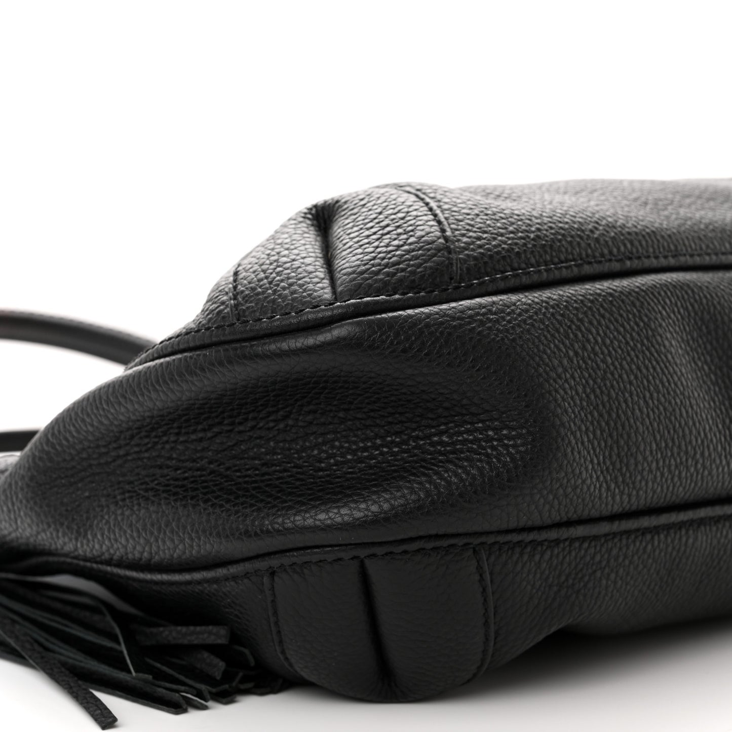 Grained Calfskin Tassel Hobo Black