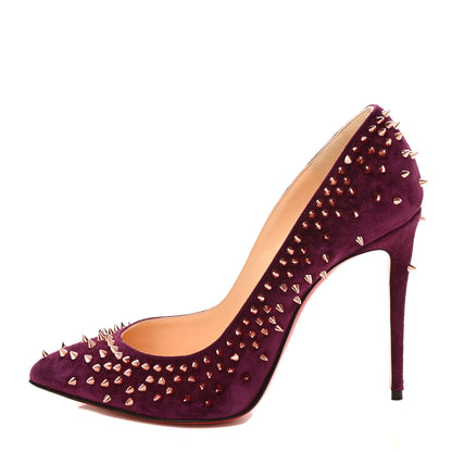 Christian Louboutin Veau Velours Studded Escarpic 100 Pumps 37.5 Purple 1 of 8