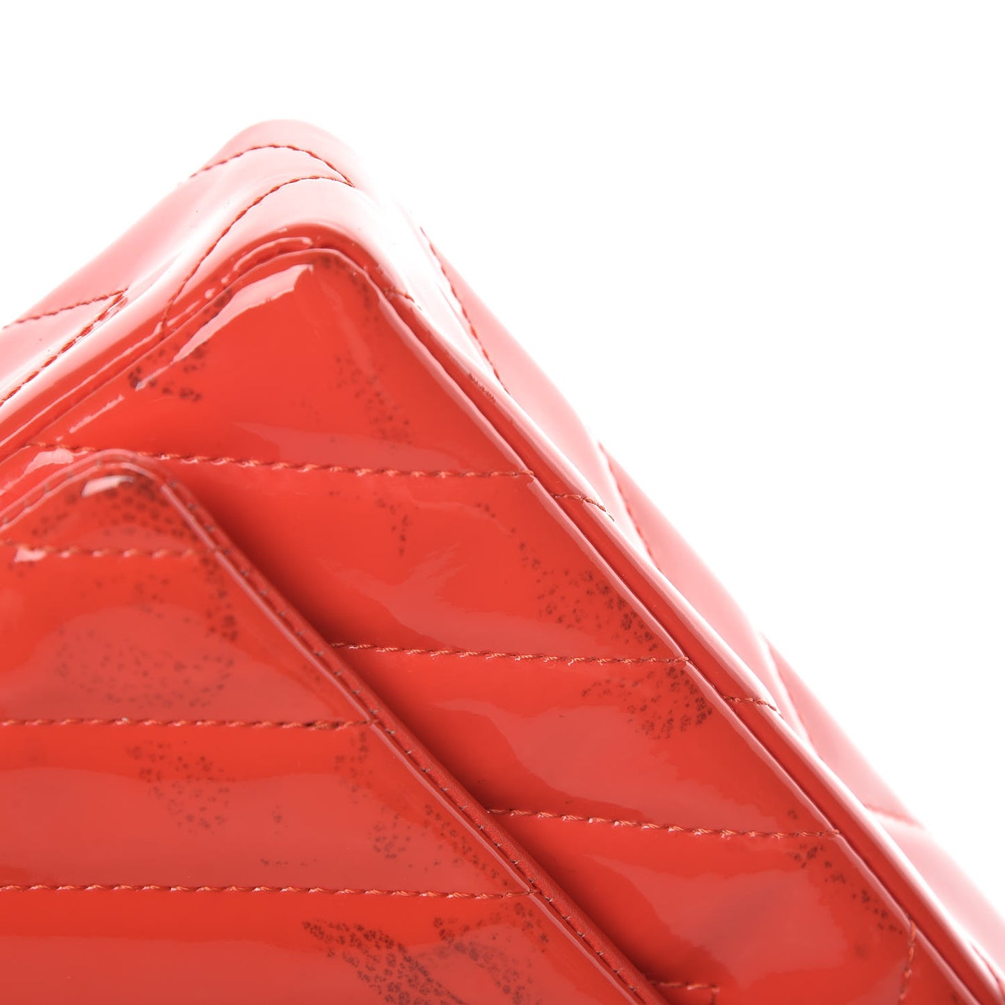 Patent Calfskin Chevron Quilted Wallet On Chain WOC Red