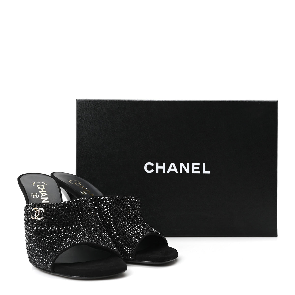 Crystal Strass CC Mules Sandals 36.5 Black