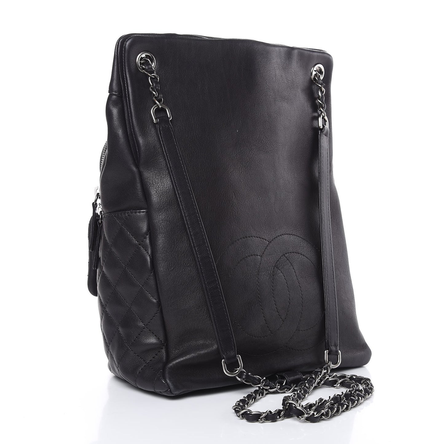 Lambskin Quilted Drawstring Backpack Navy Blue