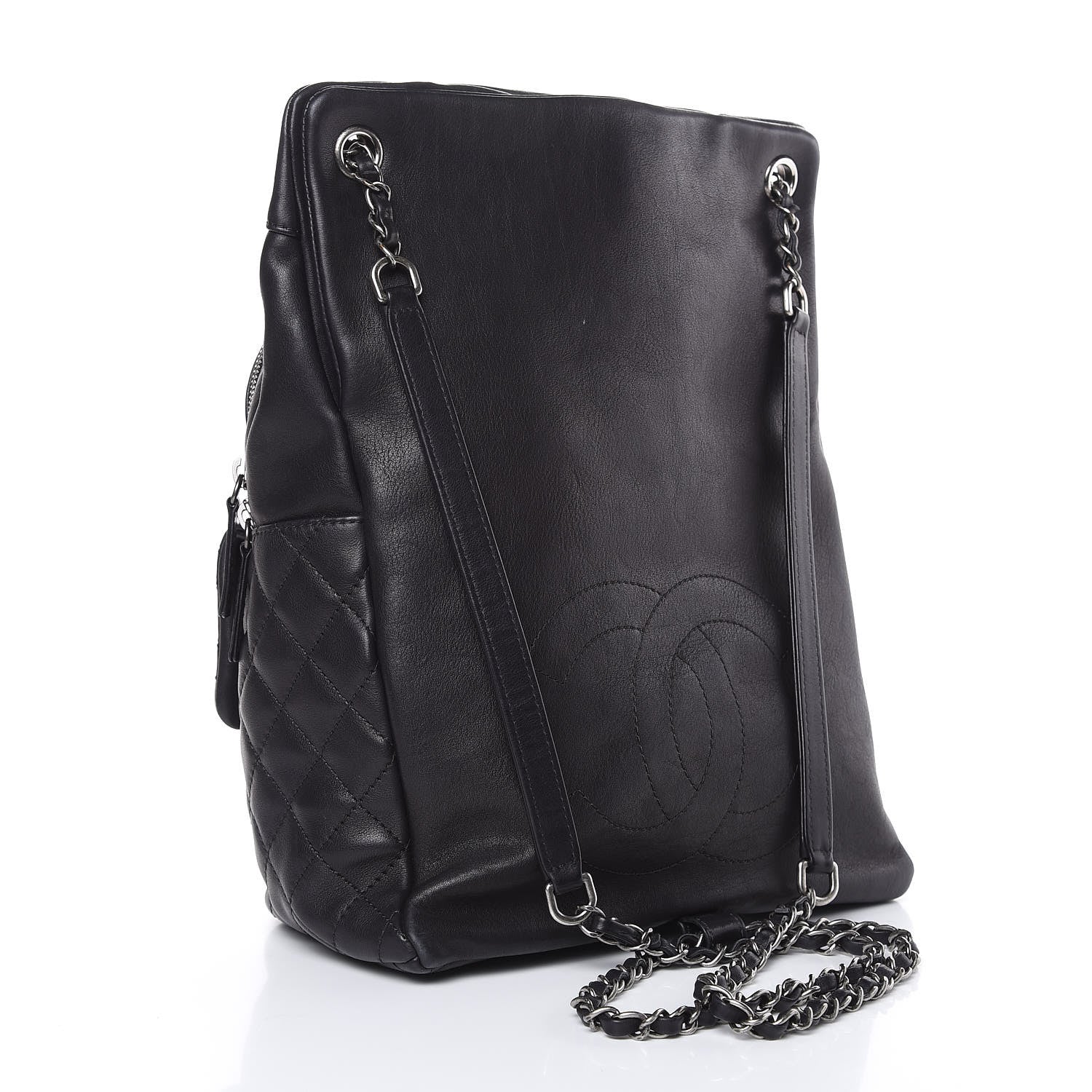 Chanel Lambskin Quilted Drawstring Backpack Navy Blue 3 of 15