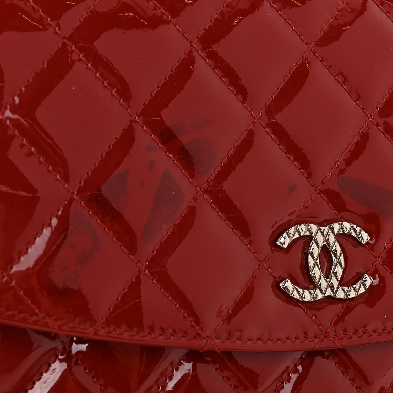 Chanel Patent Quilted Brilliant Wallet On Chain WOC Red 20 of 21