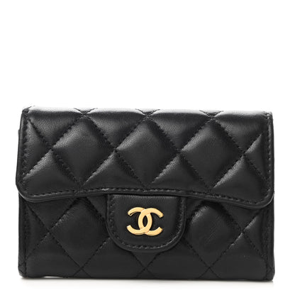 Chanel Lambskin Quilted Flap Card Holder Wallet Black 1 of 9