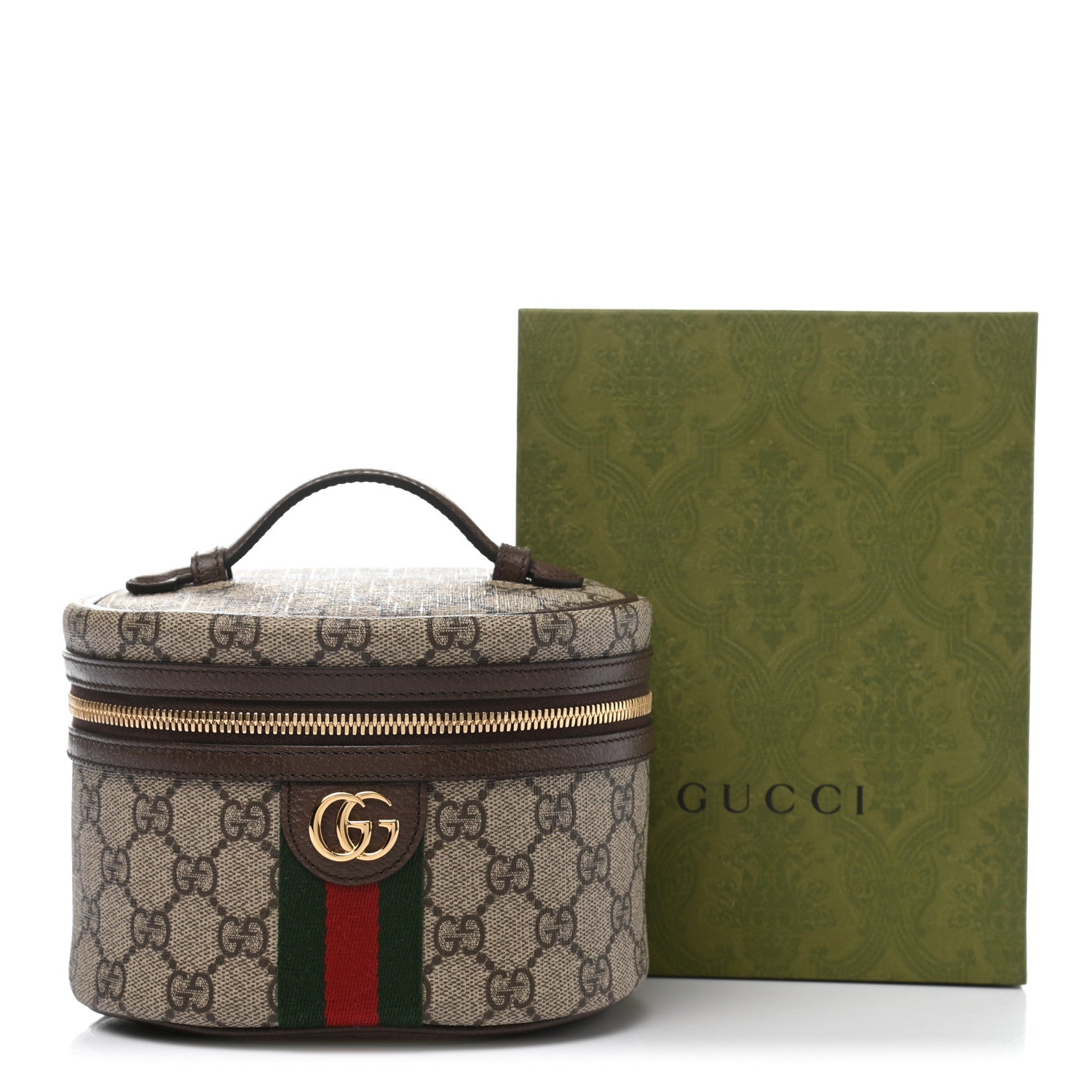 Gucci GG Supreme Monogram Textured Calfskin Web Ophidia Vanity Cosmetic Case Beige Ebony New Acero 8 of 8