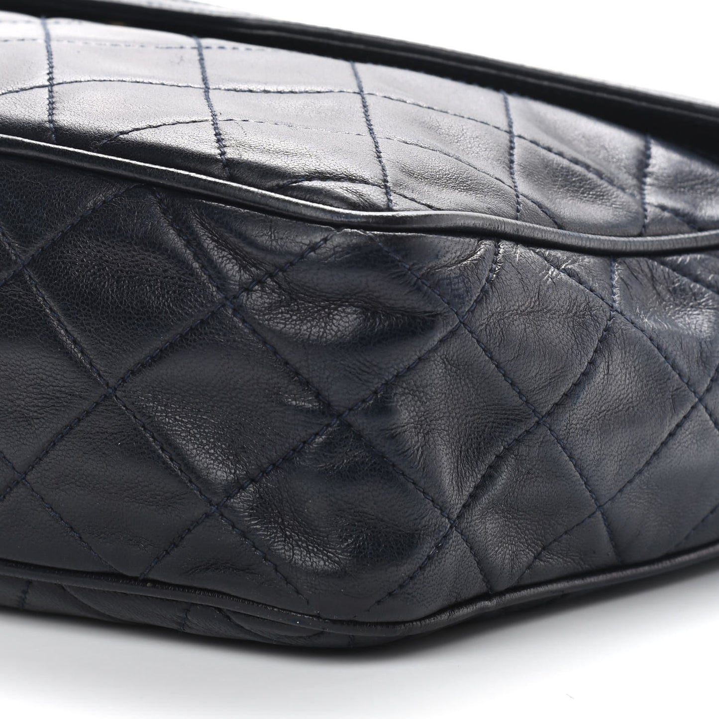 Lambskin Quilted Tassel Camera Case Navy