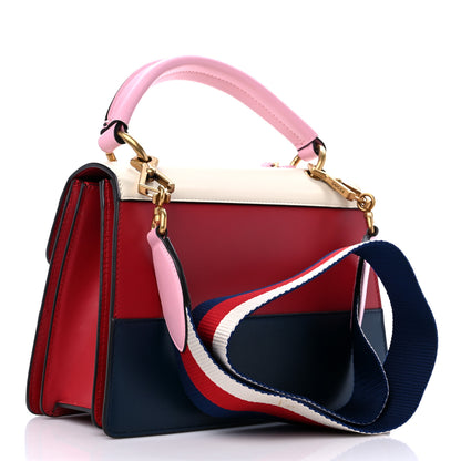 Gucci Calfskin Sylvie Web Small Queen Margaret Top Handle Bag Blue Agata Hibiscus Red Mystic White Sugar Pink 2 of 11