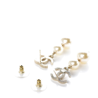 Chanel CC Pearl Drop Earrings Gold 3 of 4