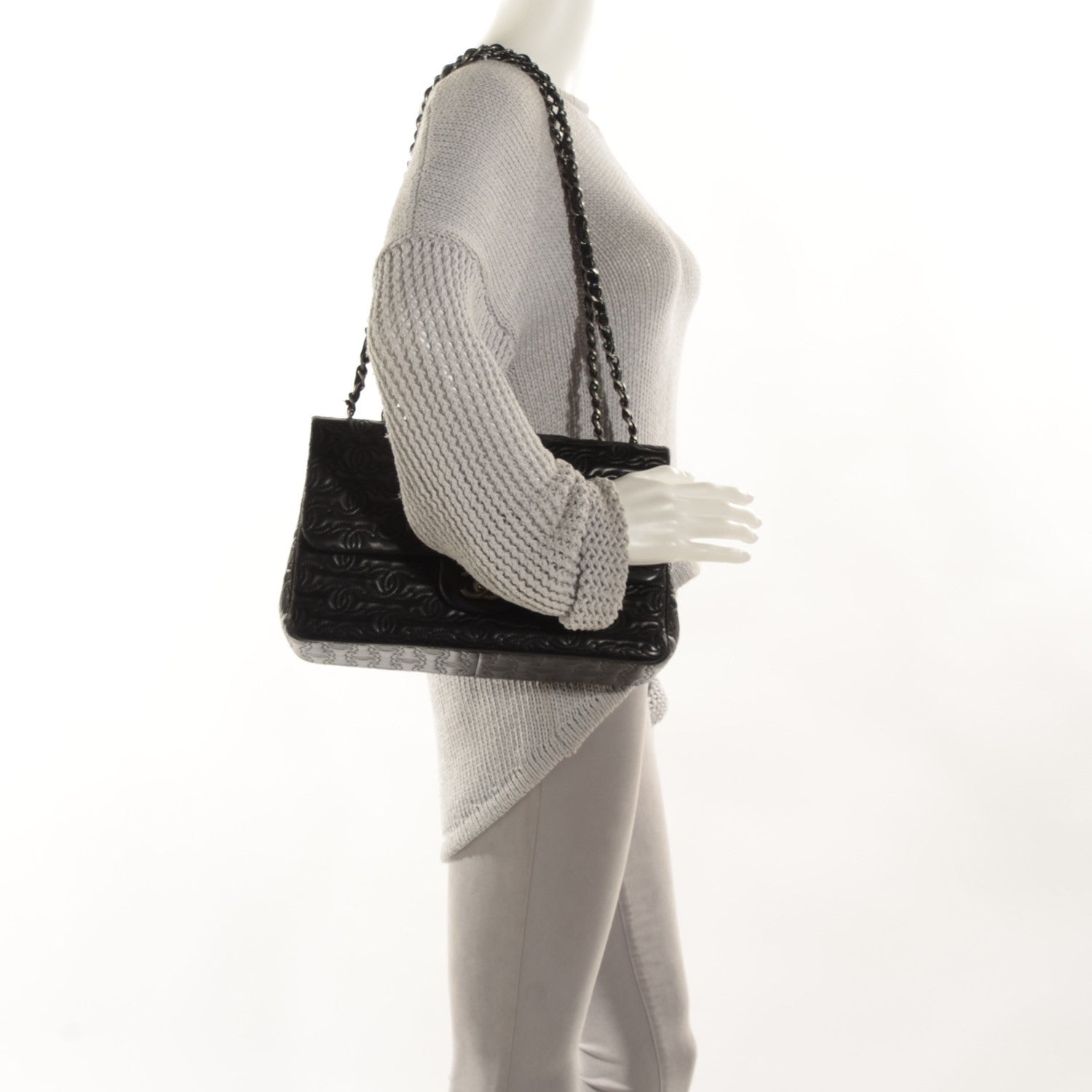 Chanel Lambskin Embroidered Jumbo CC Follies Flap Black 2 of 9