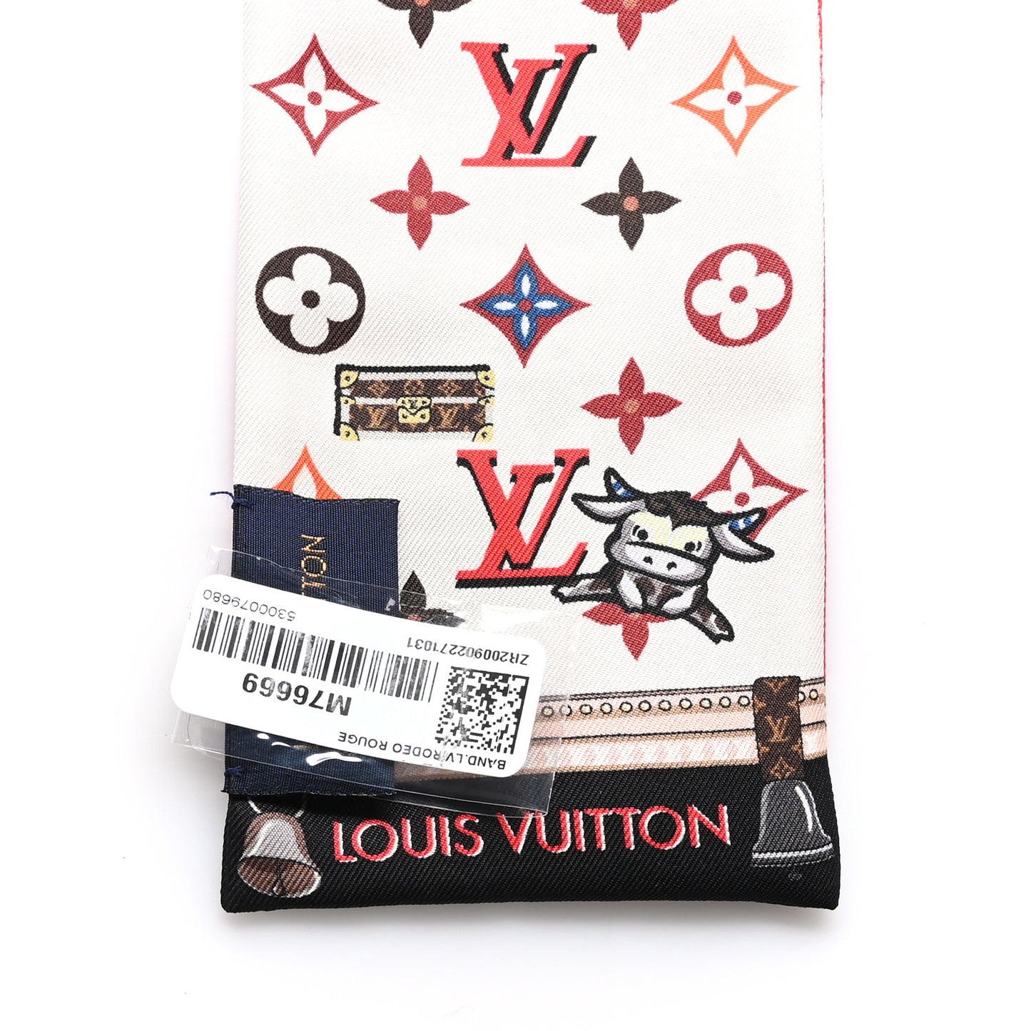 Silk Monogram Rodeo Bandeau Red