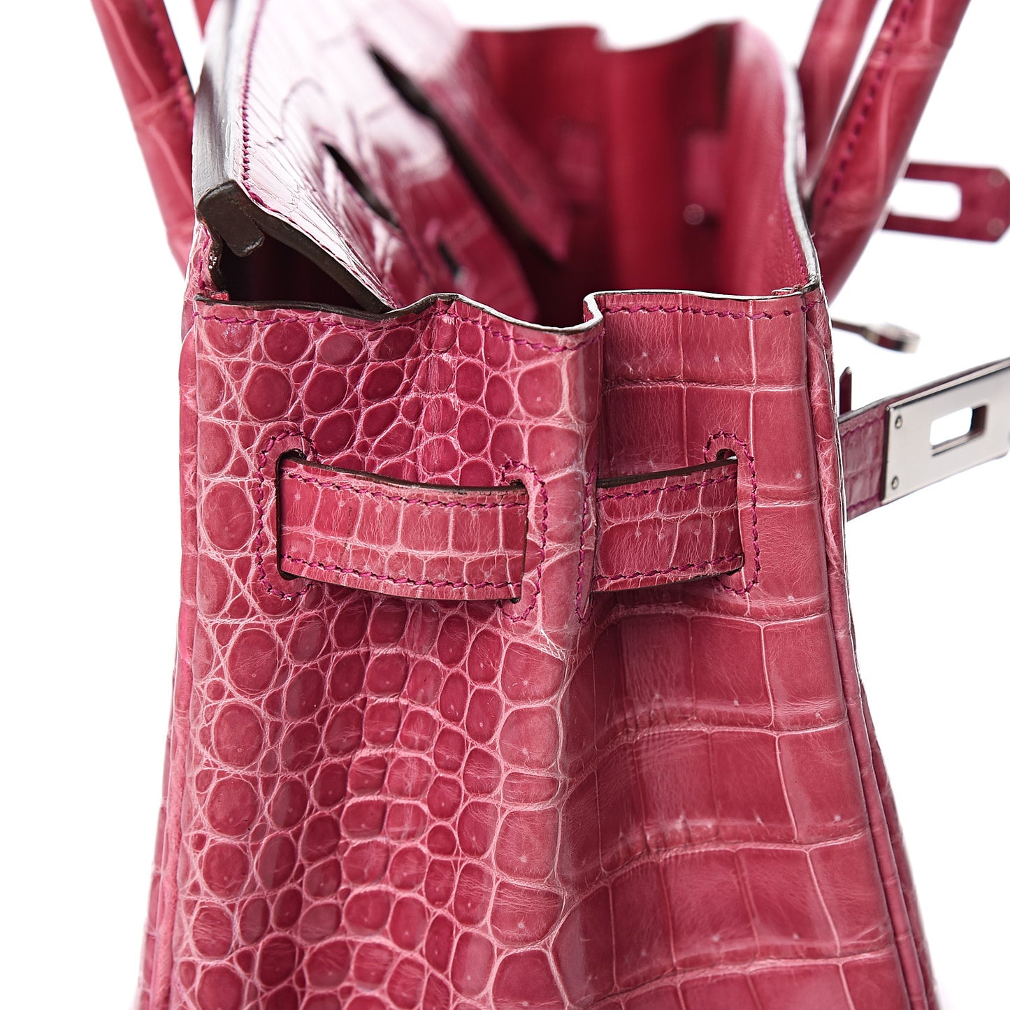 Shiny Porosus Crocodile Birkin 30 Rose Tyrien