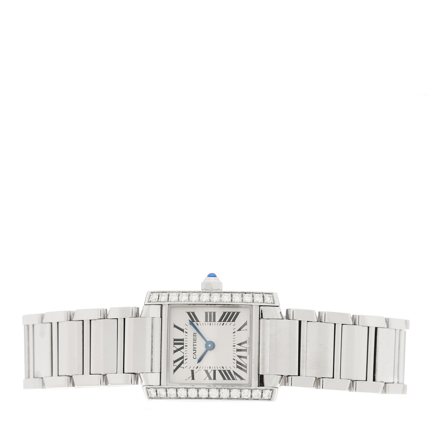 Cartier Stainless Steel Diamond Bezel 20mm Tank Francaise Quartz Watch 2 of 5