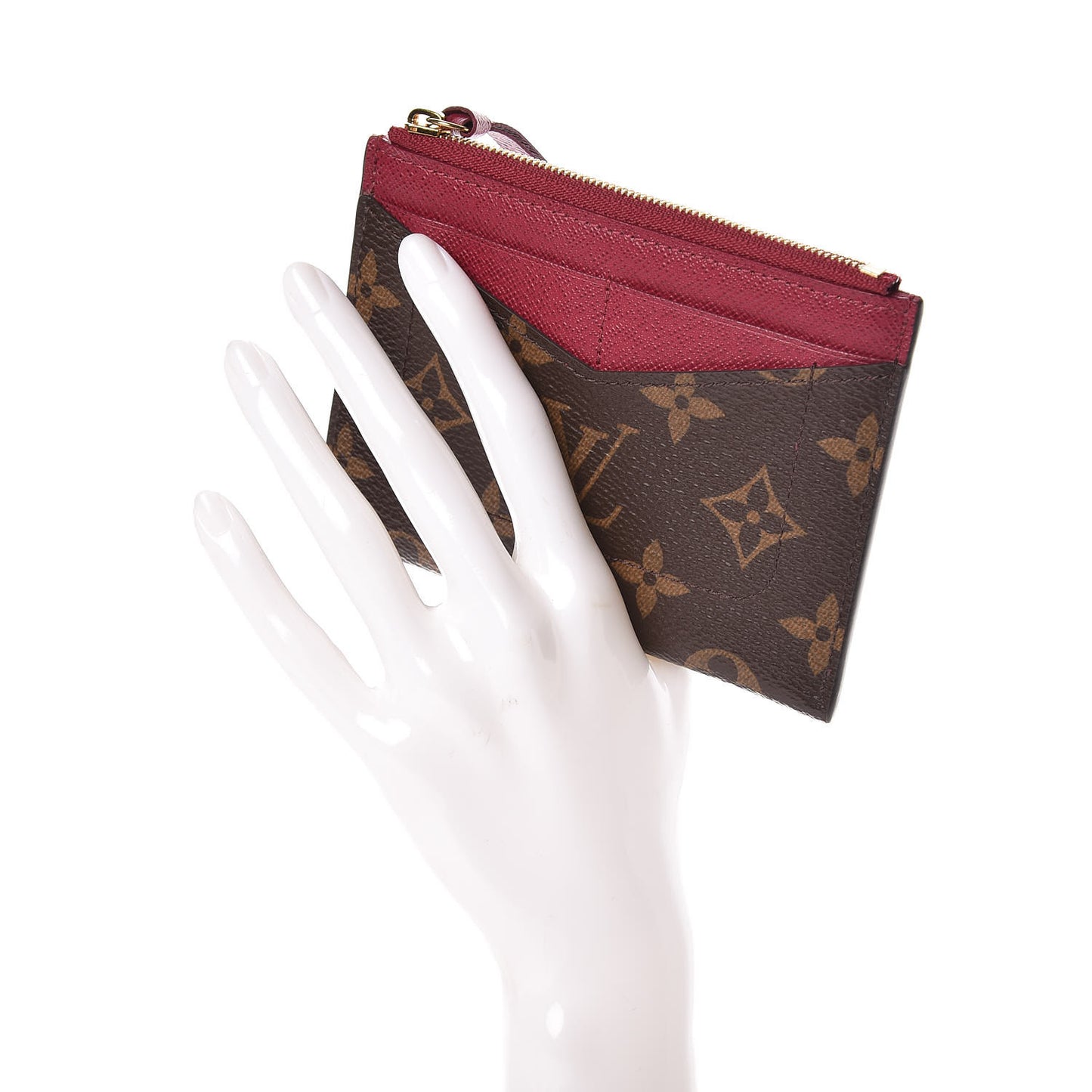 Monogram Zipped Card Holder Fuchsia
