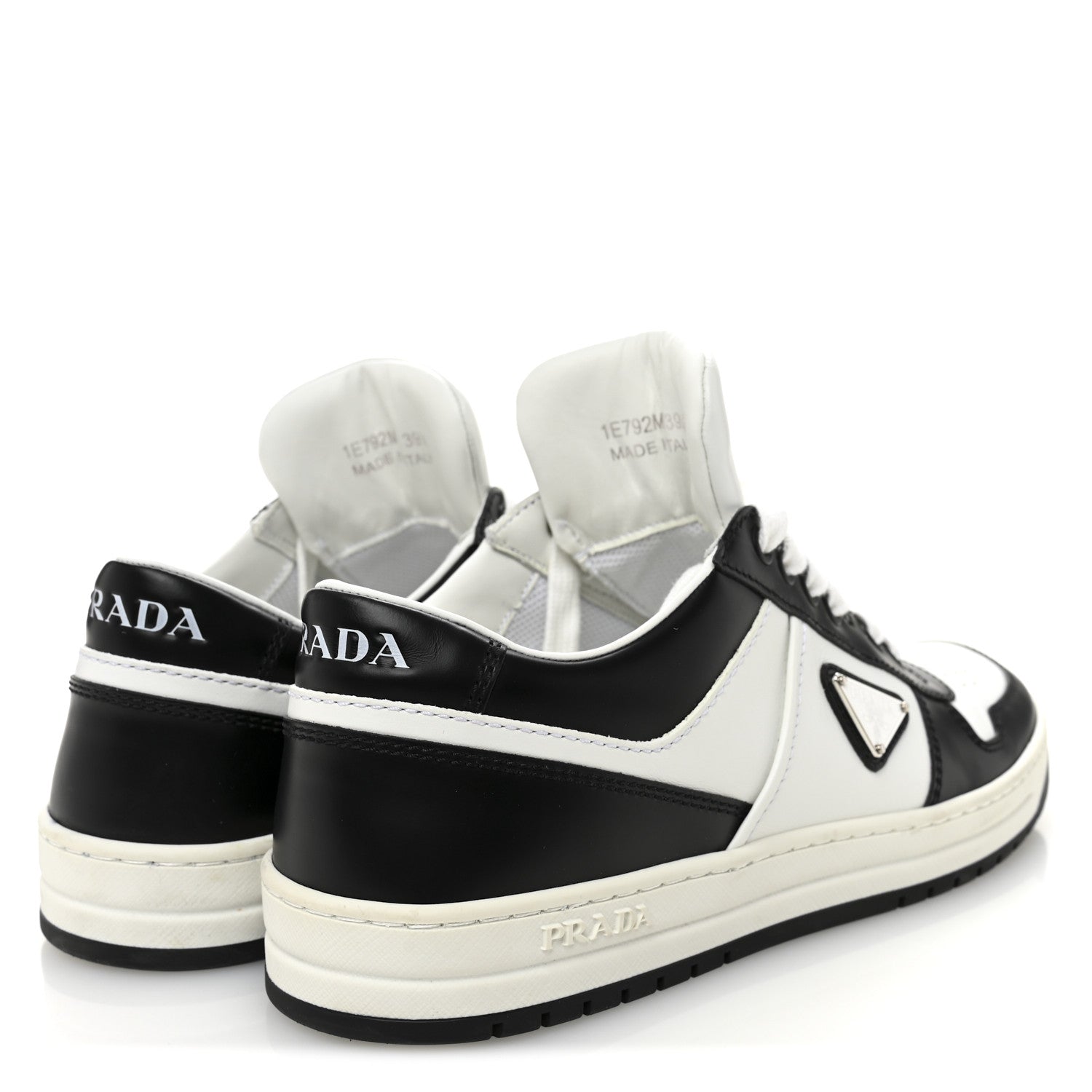 Prada Vitello Sport Spazzolato Rois Triangle Logo Womens Downtown Low Top 30mm Sneakers 39.5 White Black 5 of 10