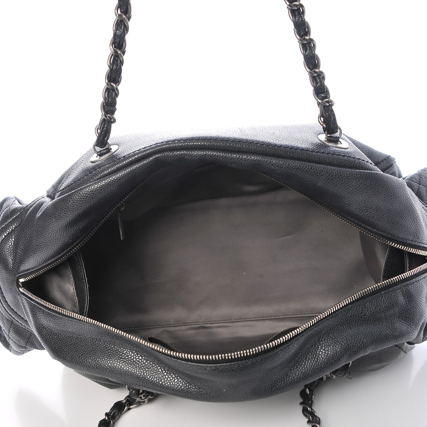 Chanel Glazed Caviar Quilted Mademoiselle Bowling Bag Black 5 of 12