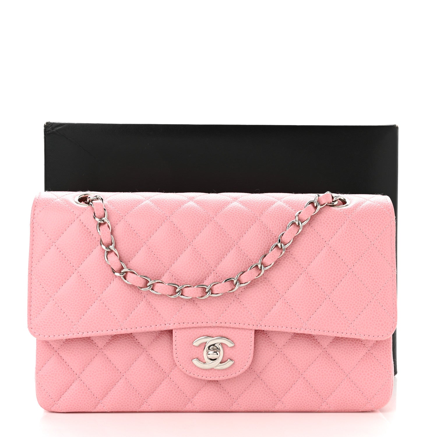 Chanel Caviar Quilted Medium Double Flap Pink 10 of 10
