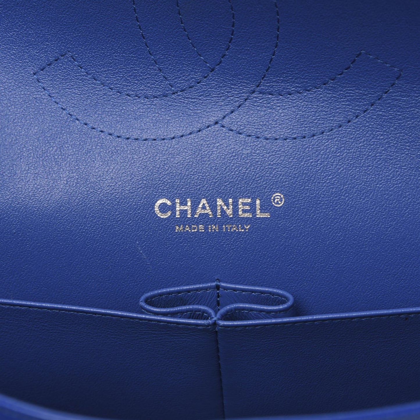 Caviar Chevron Quilted Jumbo Double Flap Blue