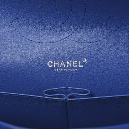 Chanel Caviar Chevron Quilted Jumbo Double Flap Blue 6 of 12