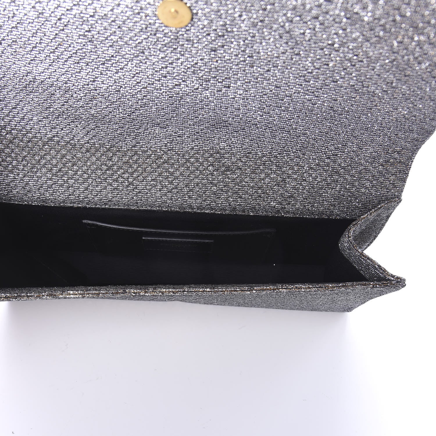 Saint Laurent Metallic Canvas Woven Classic Monogram Kate Tassel Clutch Silver Gold 4 of 7