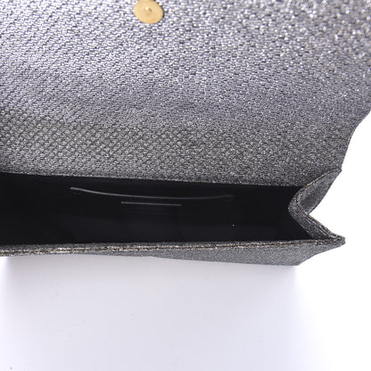 Saint Laurent Metallic Canvas Woven Classic Monogram Kate Tassel Clutch Silver Gold 4 of 7