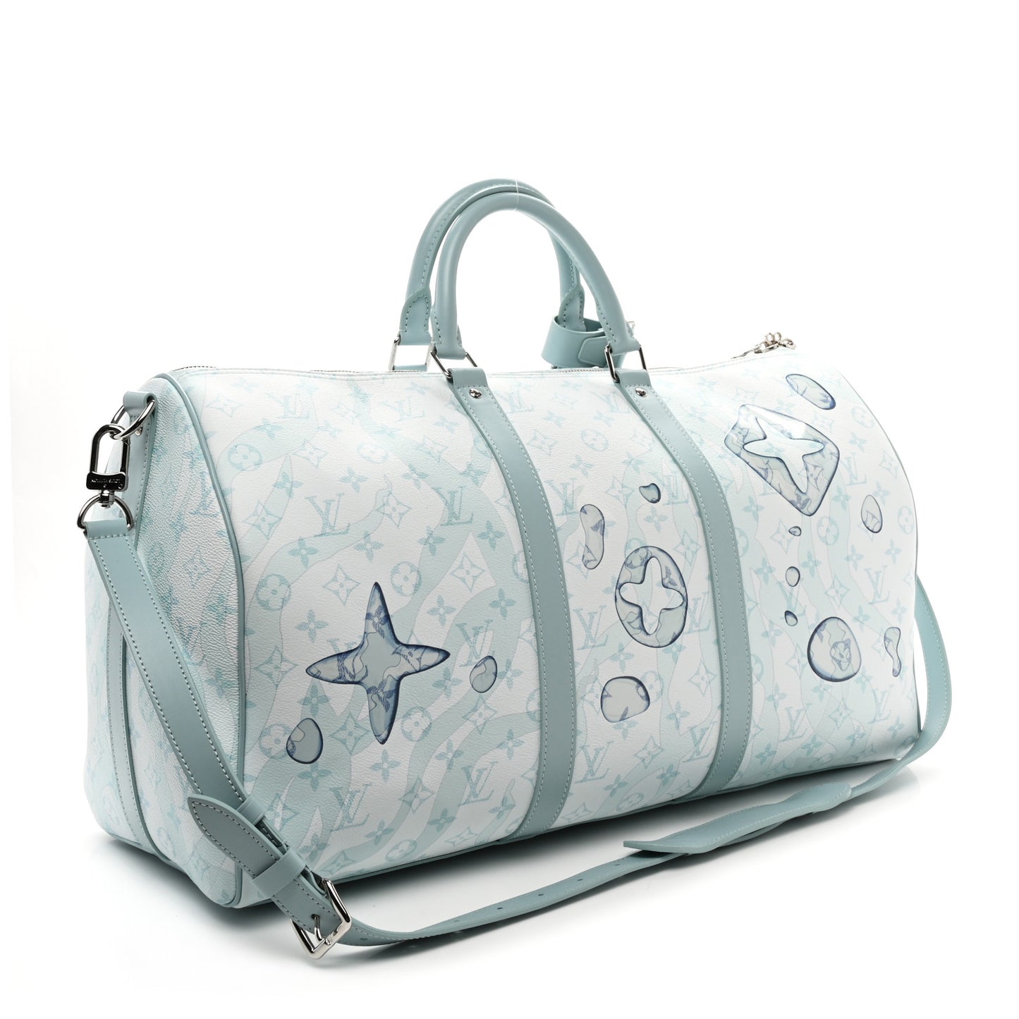 Monogram Aquagarden Keepall Bandouliere 50 Crystal Blue
