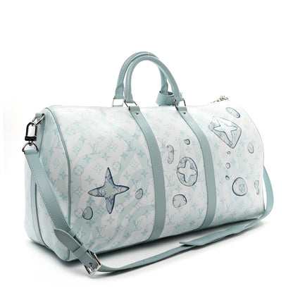 Louis Vuitton Monogram Aquagarden Keepall Bandouliere 50 Crystal Blue 2 of 8