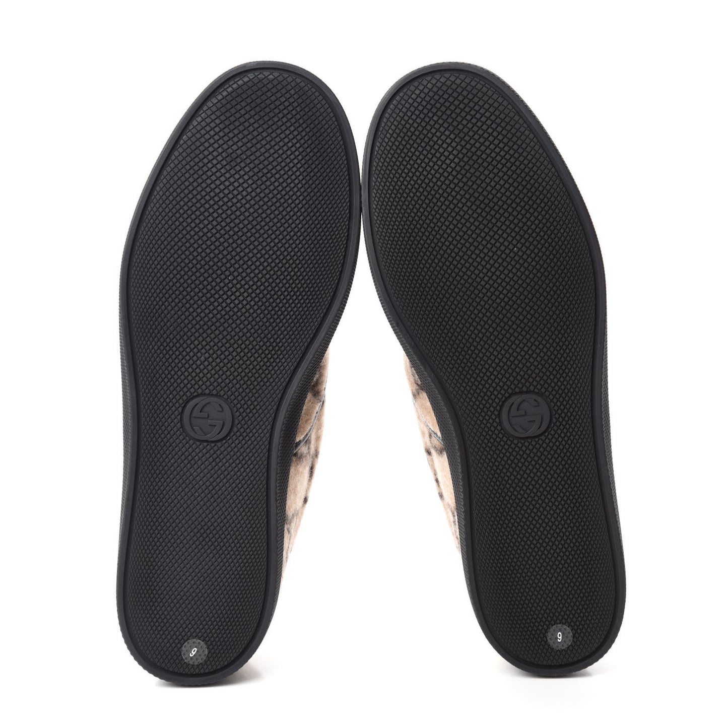 Covered Wool GG Monogram Mens Dublin Slip On Sneakers 9 Beige Ebony Black