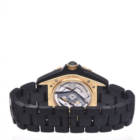 Stainless Steel 18K Yellow Gold Matte Ceramic 41mm J12 Automatic Watch Black