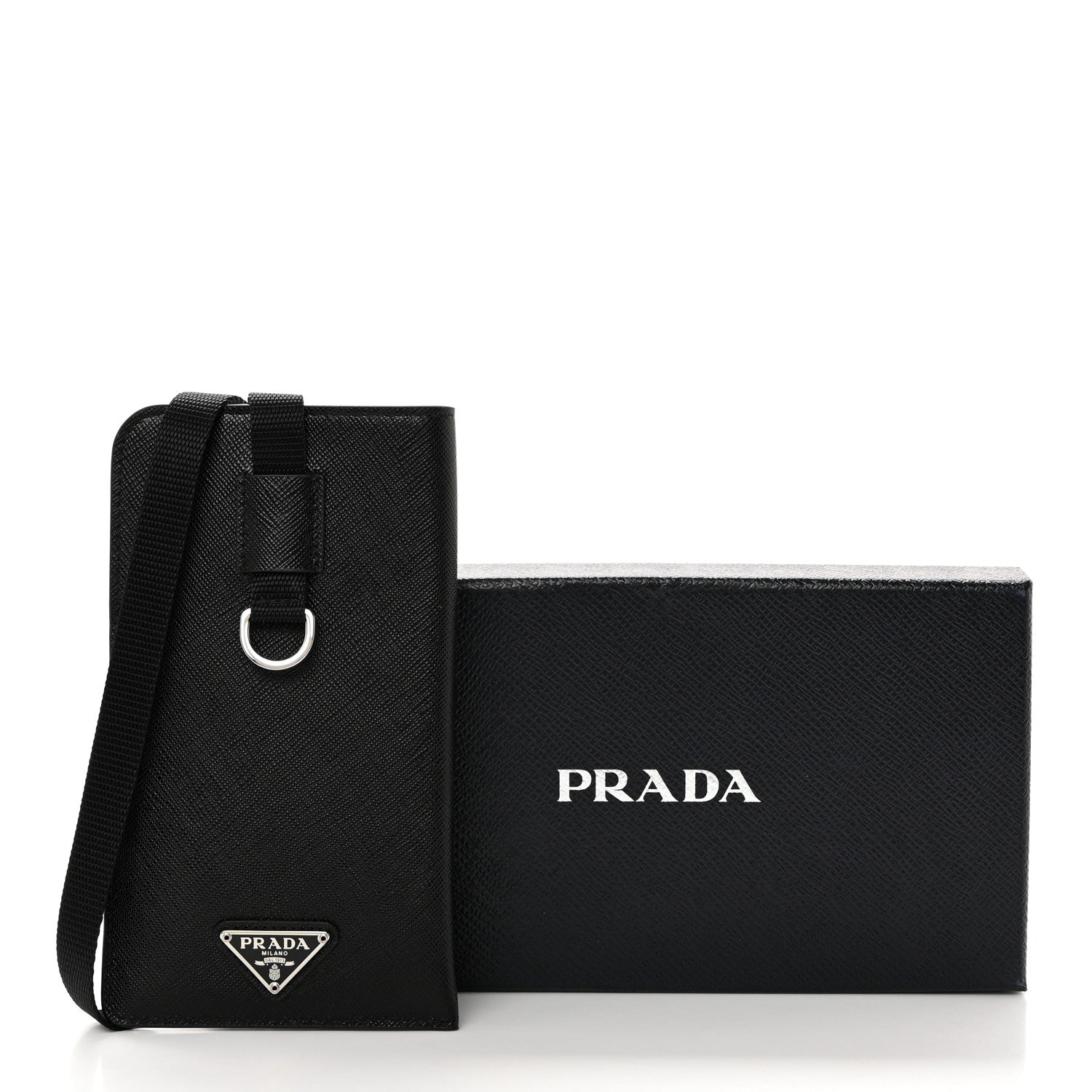 Prada Saffiano Lanyard Card Case Black 8 of 8