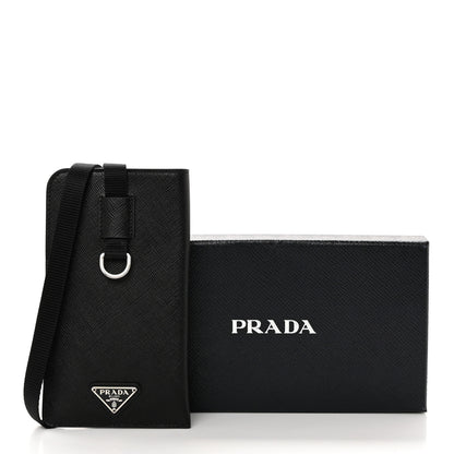 Prada Saffiano Lanyard Card Case Black 8 of 8