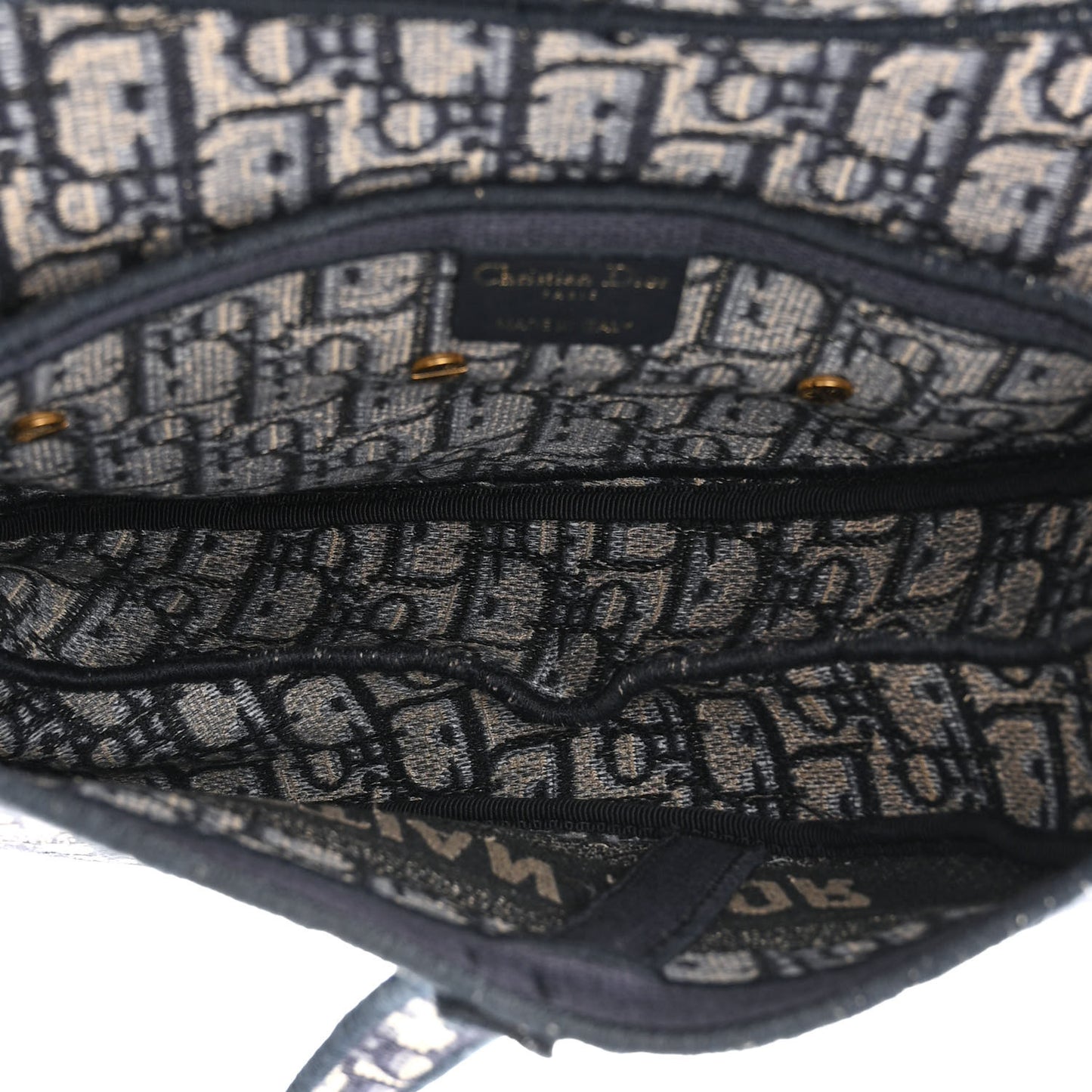 Oblique Embroidered Saddle Bag Blue