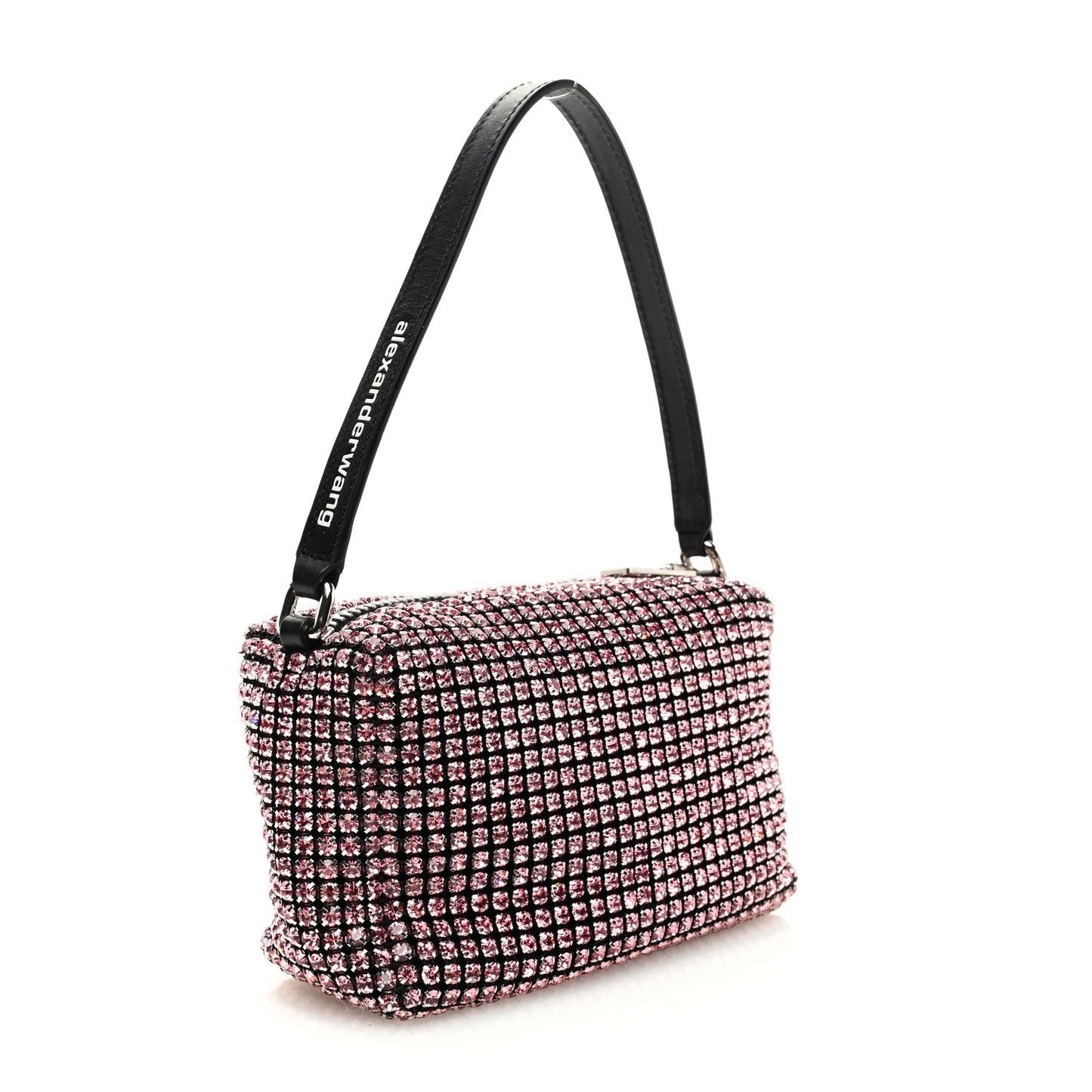 Mesh Crystal Rhinestone Mini Heiress Pouch Pink