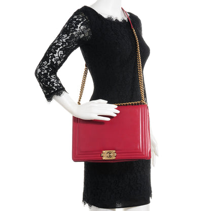 Chanel Glazed Calfskin Large Boy Flap Red 2 of 12